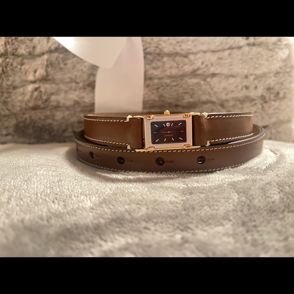 Women’s brown Faux Watch Leather Waist belt  Burberry